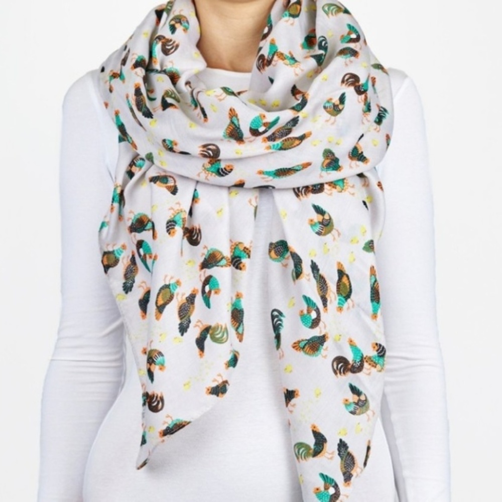 Colorful Rooster Print Scarf